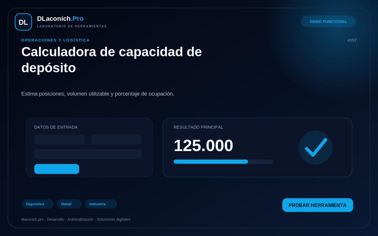 Mockup de Calculadora de capacidad de depósito