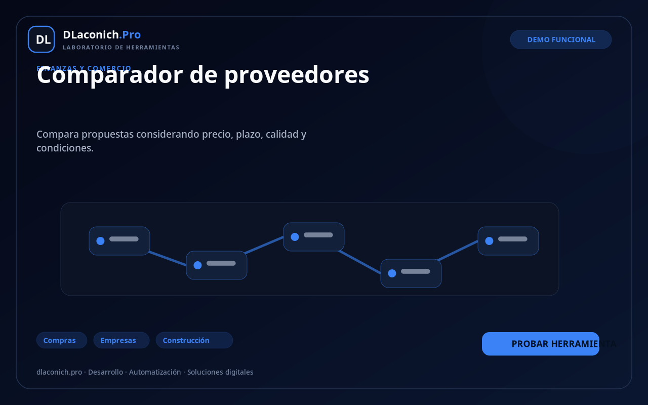 Mockup de Comparador de proveedores