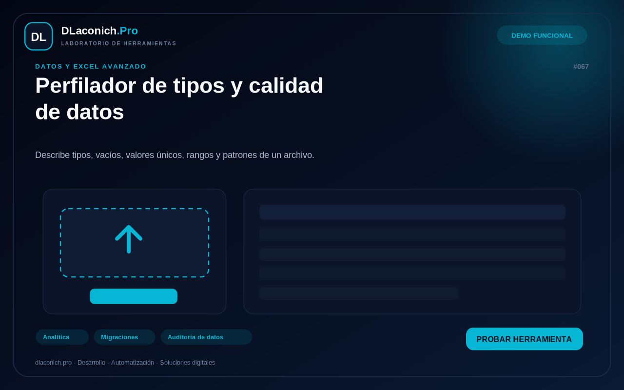 Mockup de Perfilador de tipos y calidad de datos