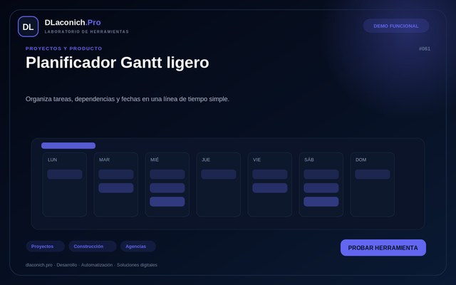Vista previa de Planificador Gantt ligero