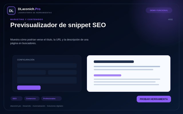 Vista previa de Previsualizador de snippet SEO