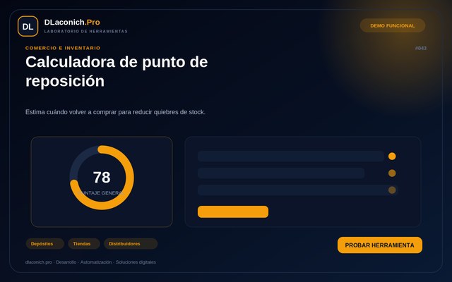 Vista previa de Calculadora de punto de reposición