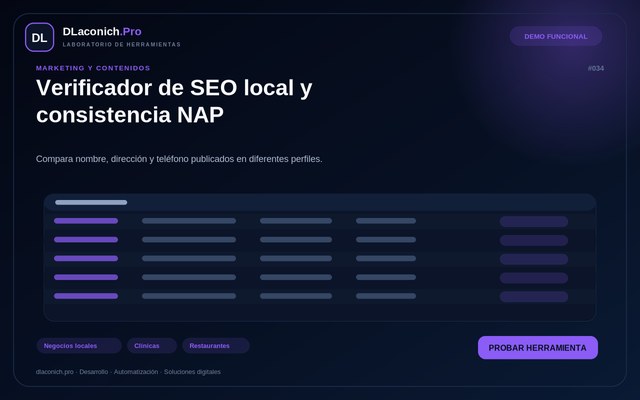 Vista previa de Verificador de SEO local y consistencia NAP