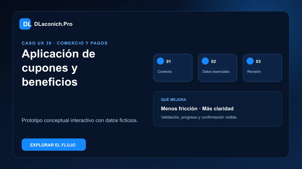 Presentación del caso UX Aplicación de cupones y beneficios