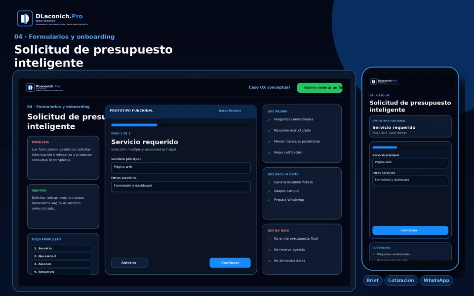 Presentación del caso UX Solicitud de presupuesto inteligente