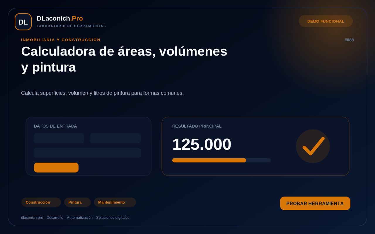 Mockup de Calculadora de áreas, volúmenes y pintura