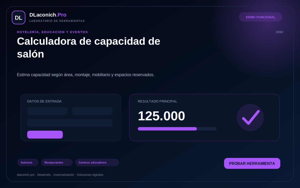 Mockup de Calculadora de capacidad de salón