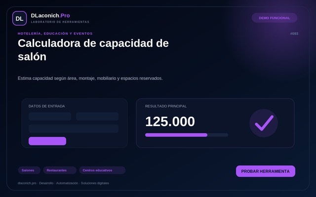 Vista previa de Calculadora de capacidad de salón