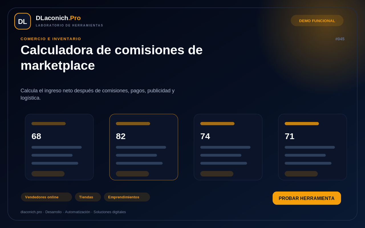 Mockup de Calculadora de comisiones de marketplace