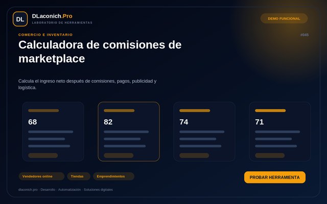Vista previa de Calculadora de comisiones de marketplace