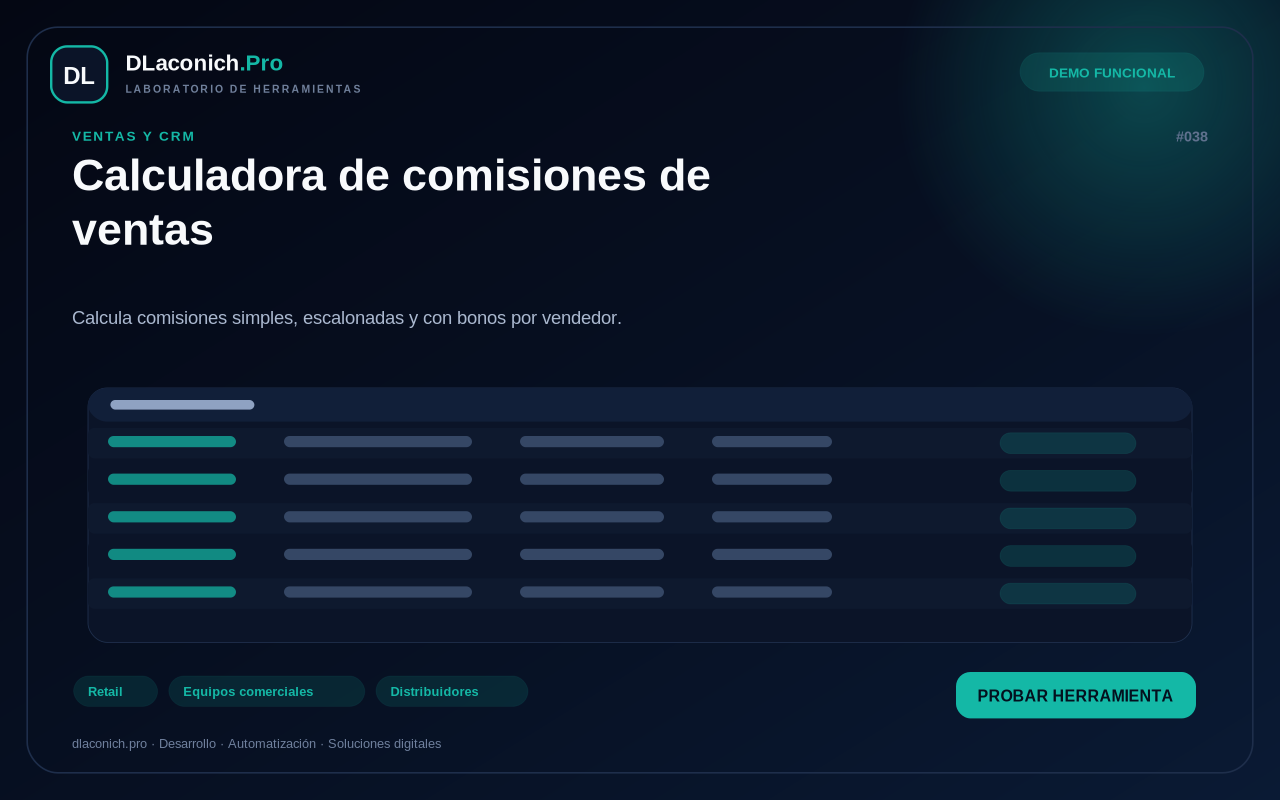 Mockup de Calculadora de comisiones de ventas