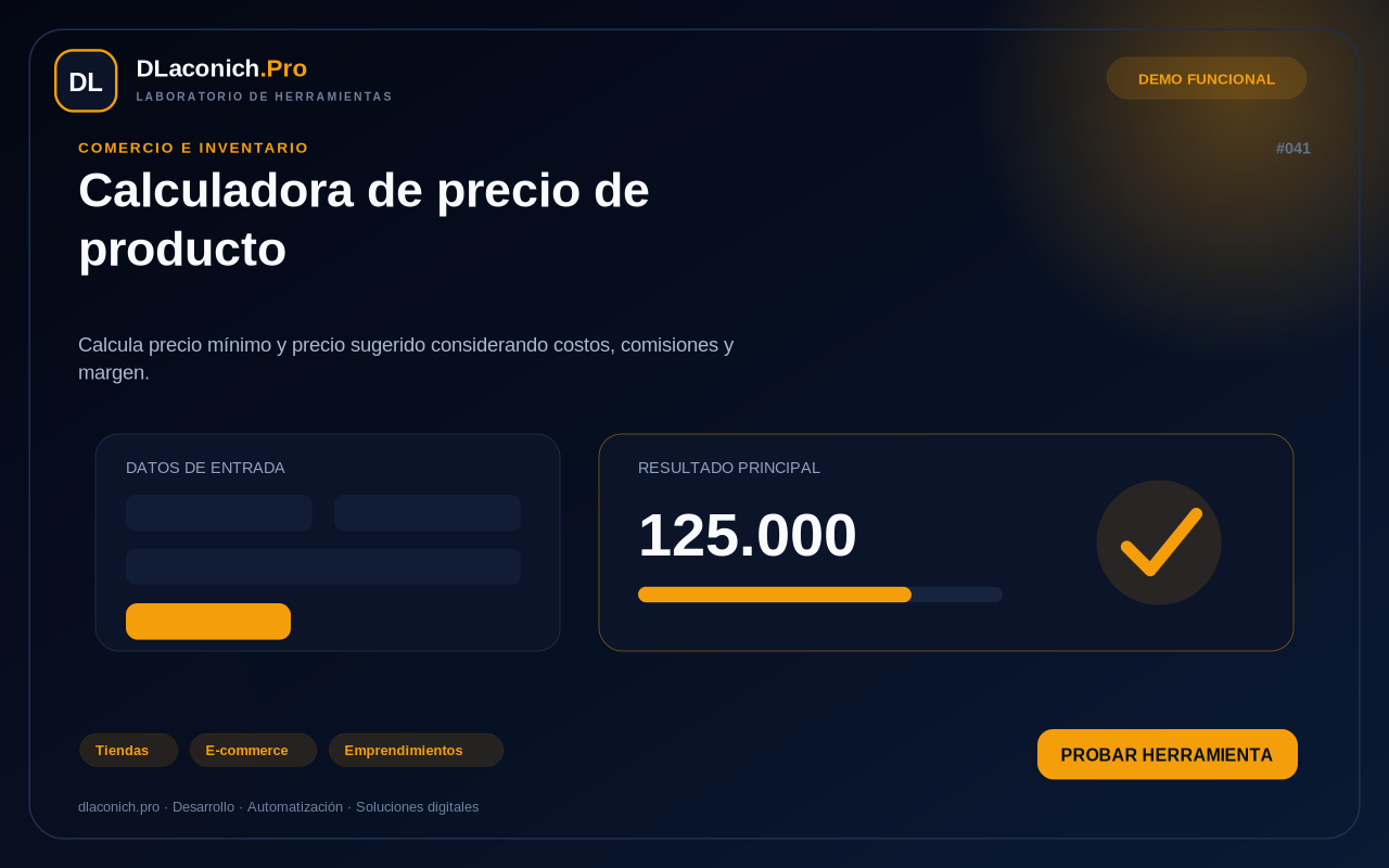 Mockup de Calculadora de precio de producto