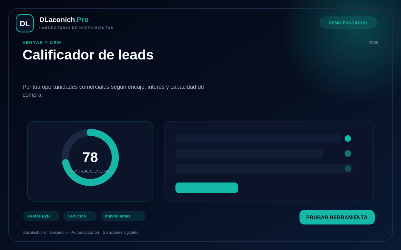 Mockup de Calificador de leads