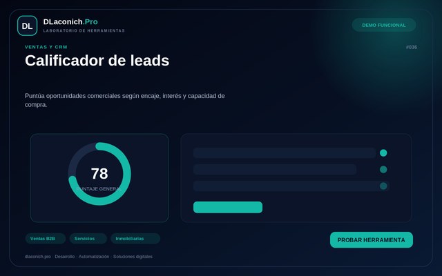 Vista previa de Calificador de leads
