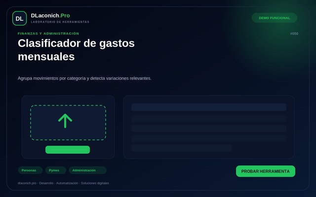 Vista previa de Clasificador de gastos mensuales
