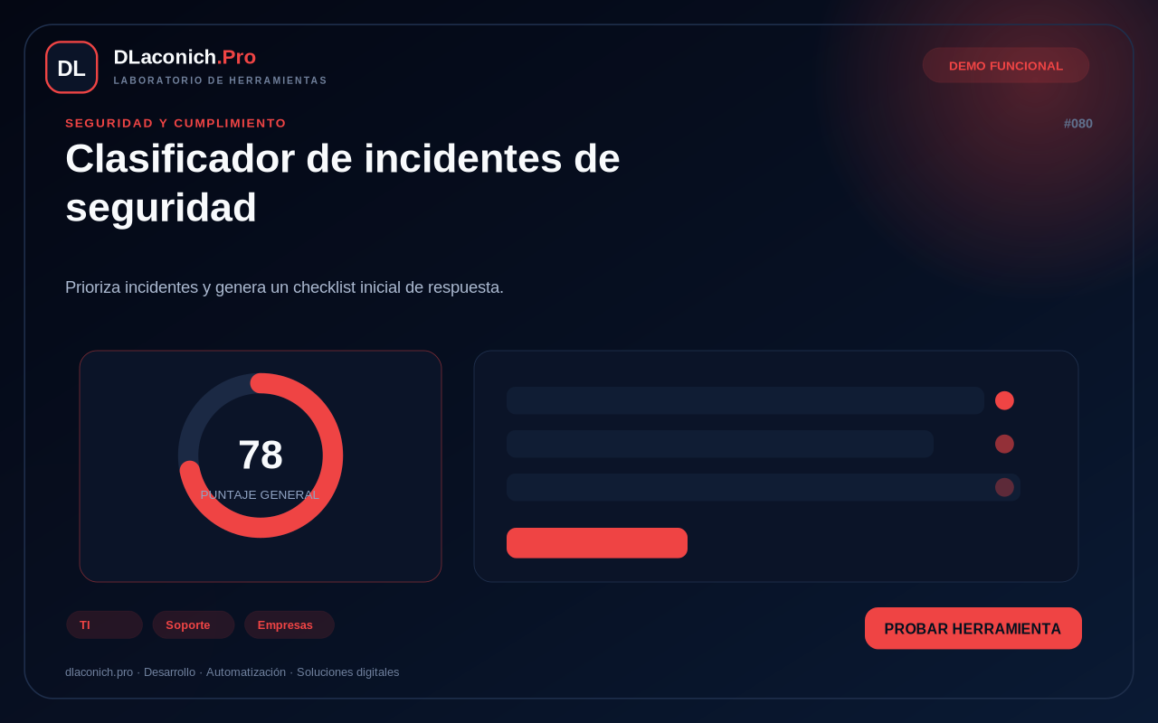 Mockup de Clasificador de incidentes de seguridad
