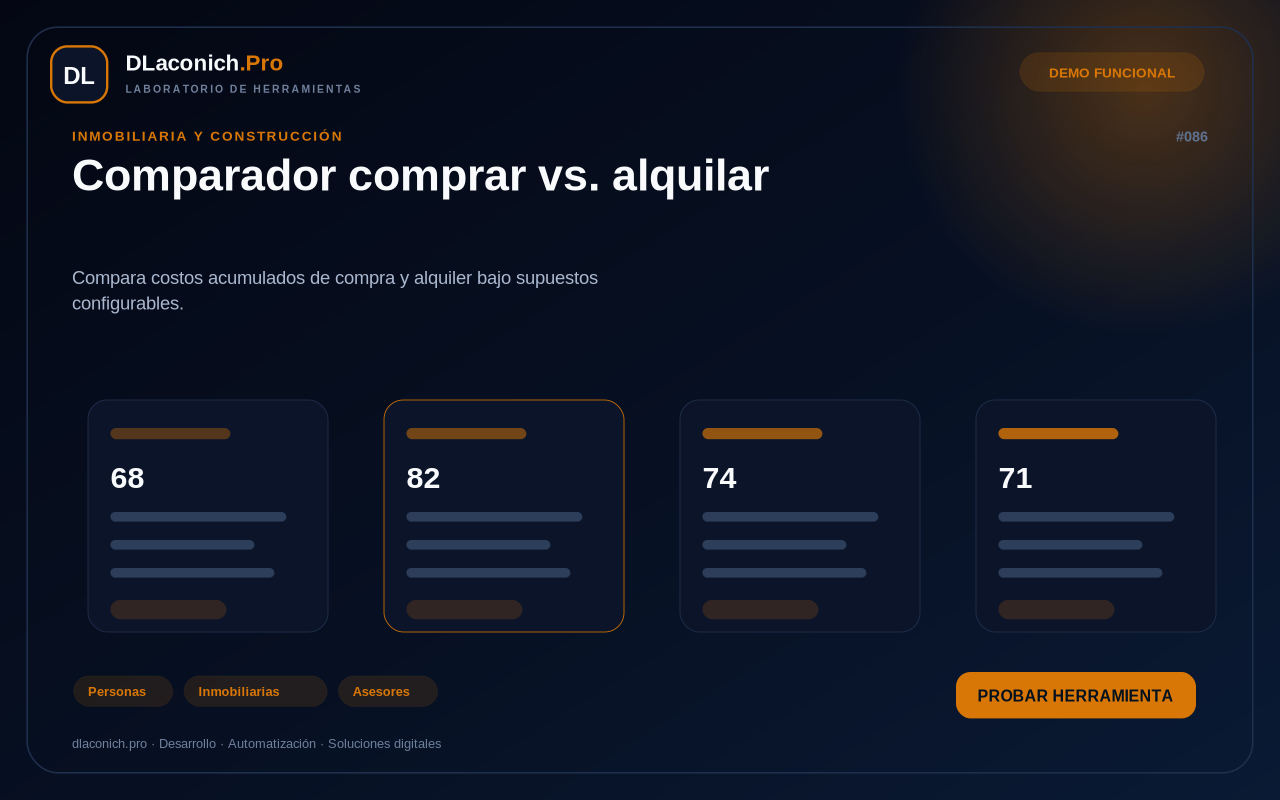 Mockup de Comparador comprar vs. alquilar