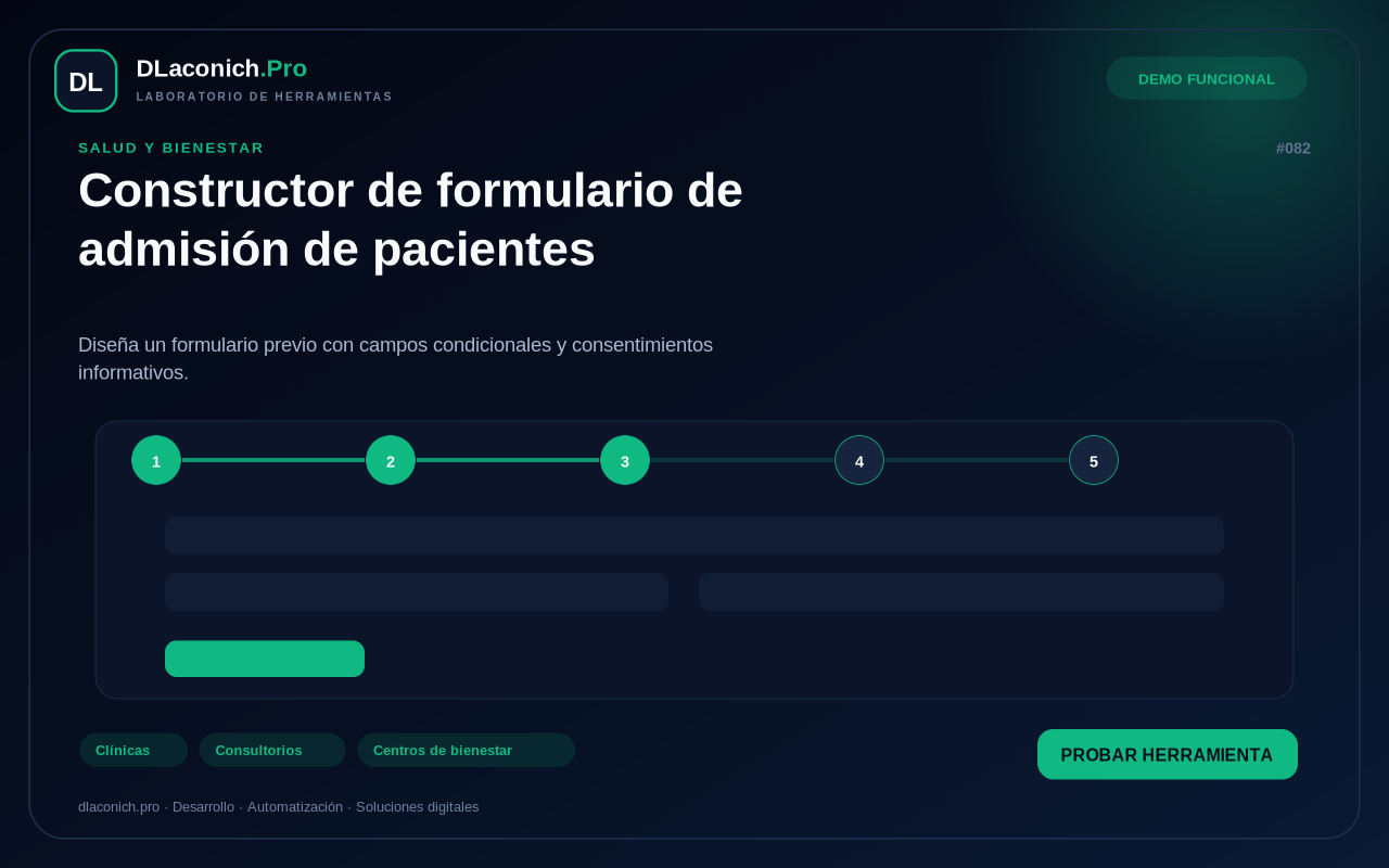 Mockup de Constructor de formulario de admisión de pacientes