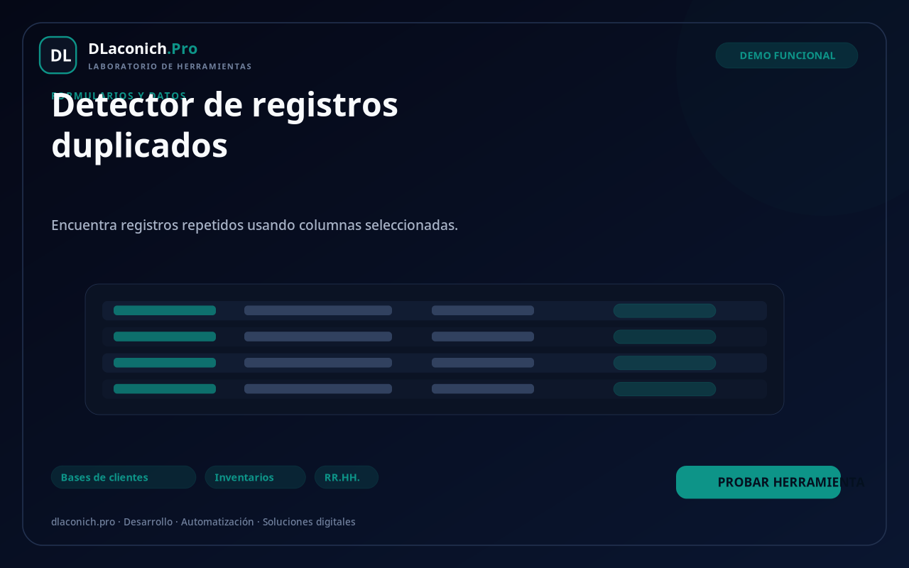 Mockup de Detector de registros duplicados