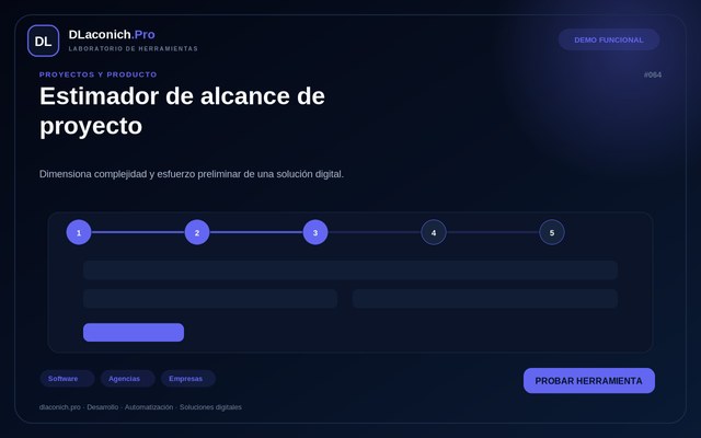 Vista previa de Estimador de alcance de proyecto