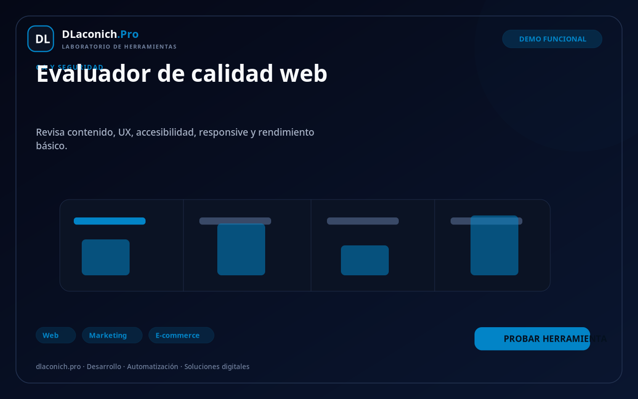 Mockup de Evaluador de calidad web