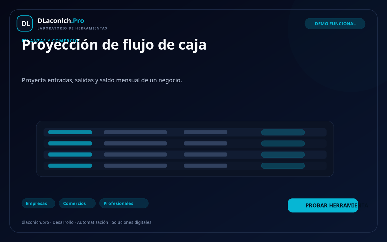 Mockup de Proyección de flujo de caja