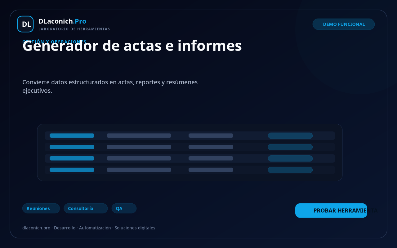 Mockup de Generador de actas e informes