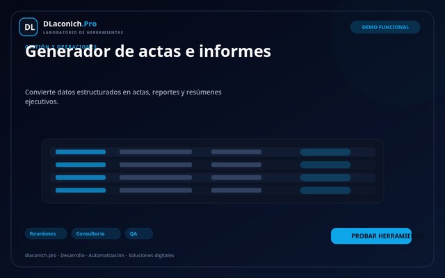 Vista previa de Generador de actas e informes