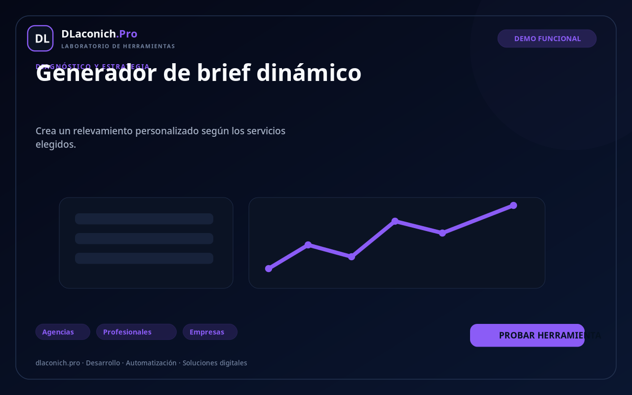 Mockup de Generador de brief dinámico