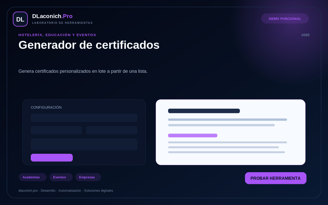 Mockup de Generador de certificados