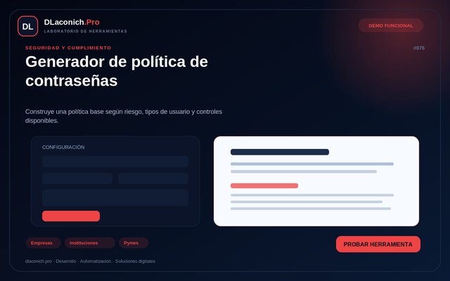 Vista previa de Generador de política de contraseñas