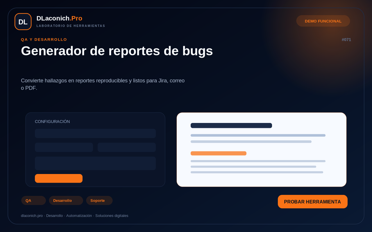 Mockup de Generador de reportes de bugs