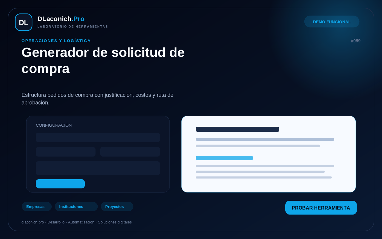 Mockup de Generador de solicitud de compra