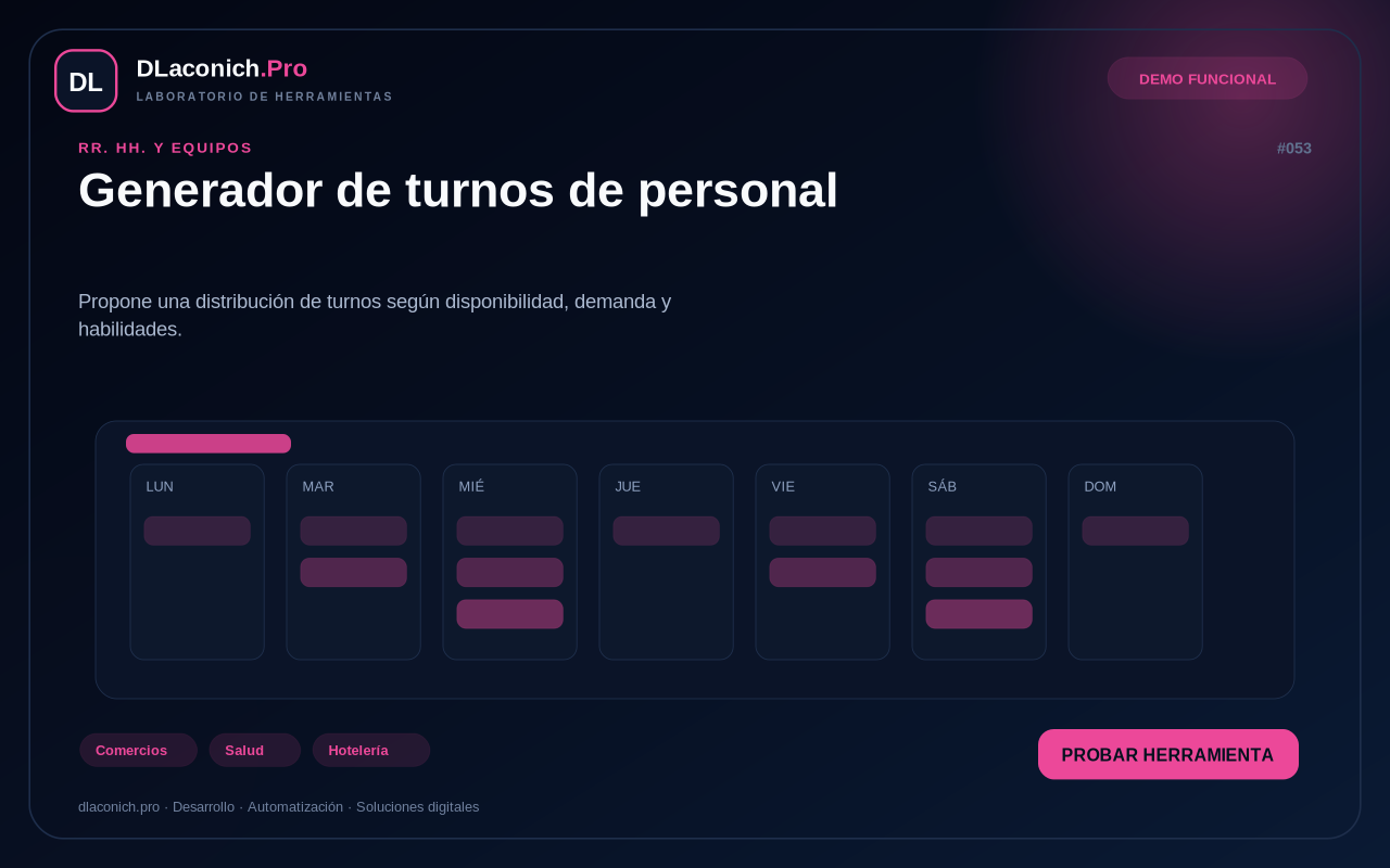 Mockup de Generador de turnos de personal