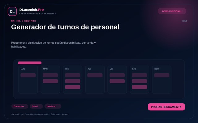 Vista previa de Generador de turnos de personal