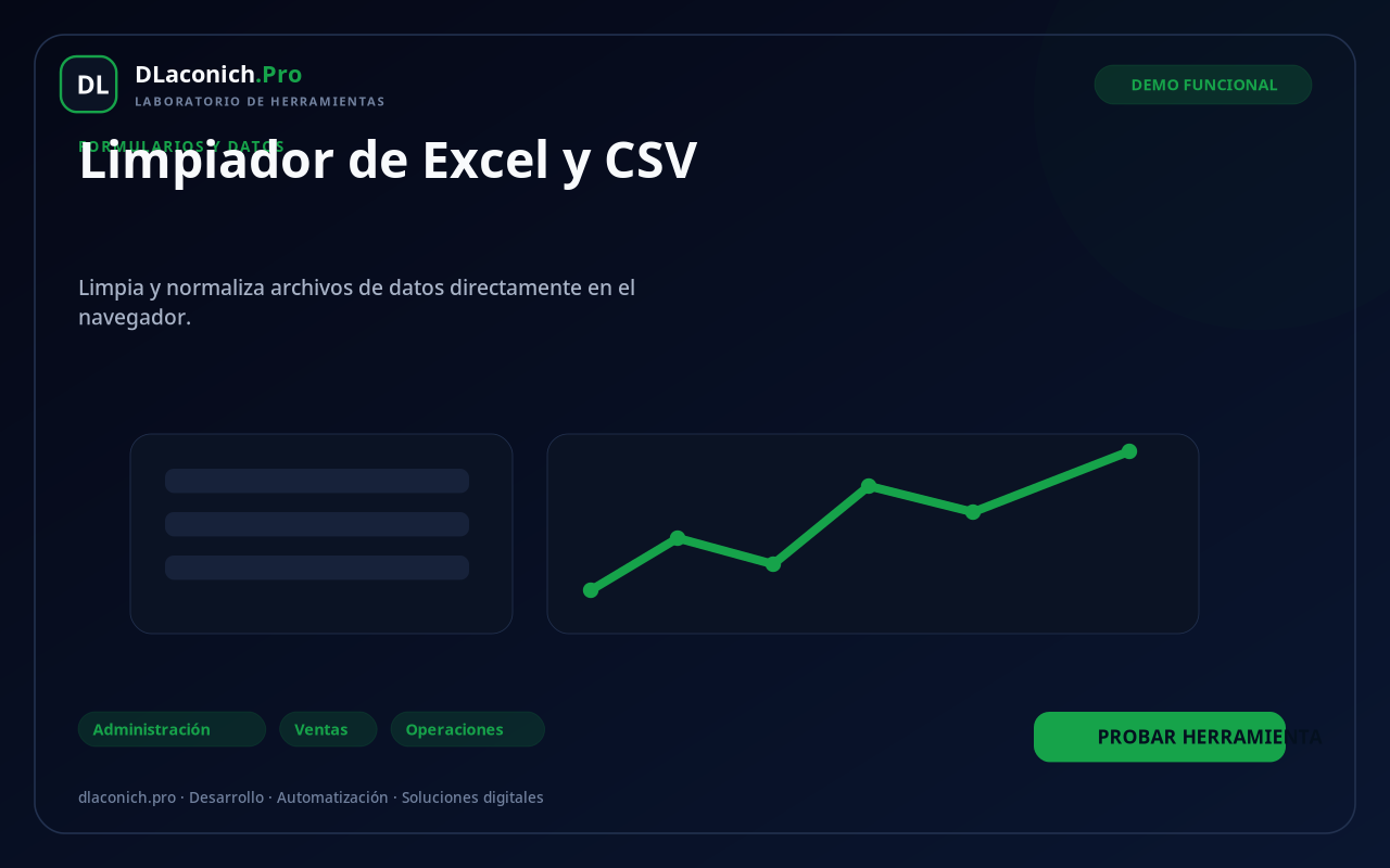 Mockup de Limpiador de Excel y CSV
