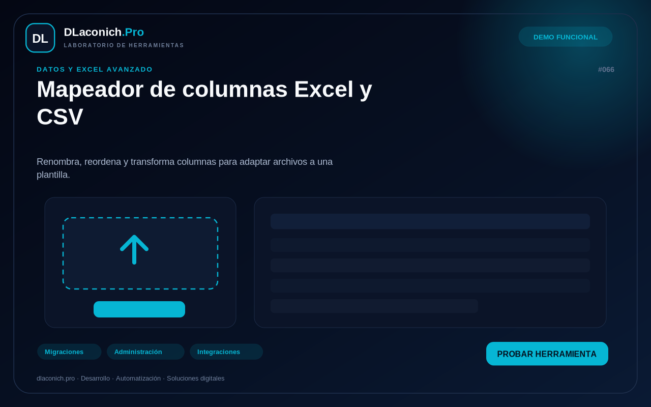 Mockup de Mapeador de columnas Excel y CSV
