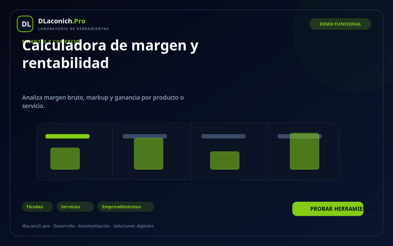Mockup de Calculadora de margen y rentabilidad