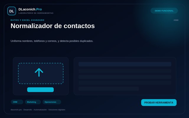 Vista previa de Normalizador de contactos