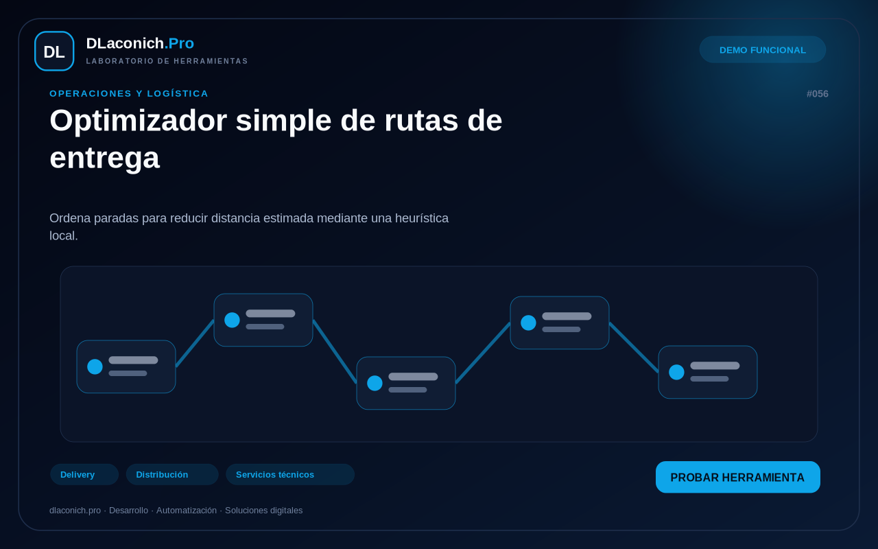 Mockup de Optimizador simple de rutas de entrega