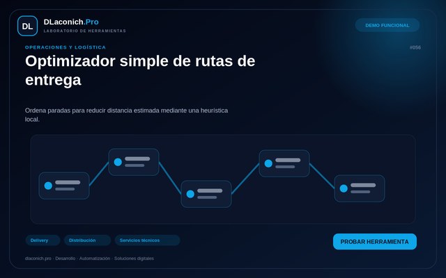 Vista previa de Optimizador simple de rutas de entrega