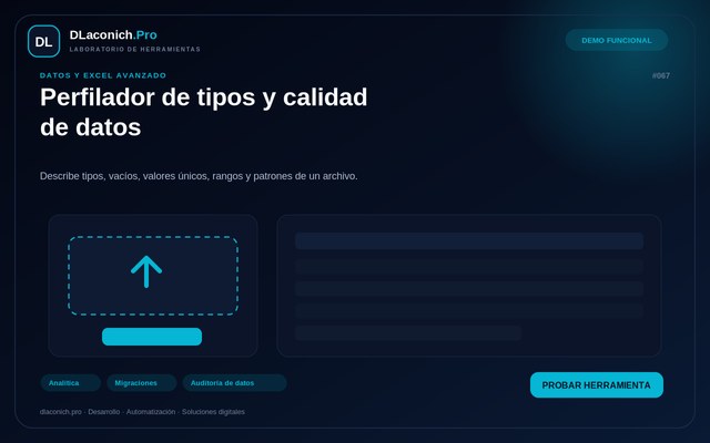 Vista previa de Perfilador de tipos y calidad de datos