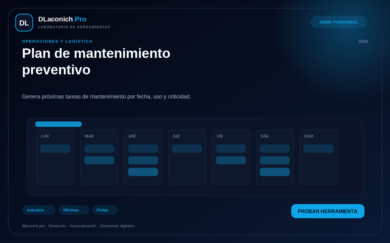 Mockup de Plan de mantenimiento preventivo