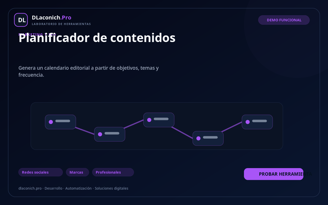 Mockup de Planificador de contenidos