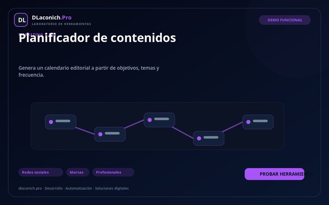 Vista previa de Planificador de contenidos