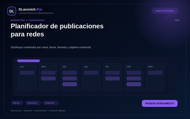 Vista previa de Planificador de publicaciones para redes