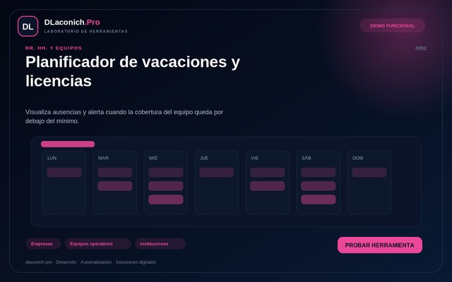 Vista previa de Planificador de vacaciones y licencias