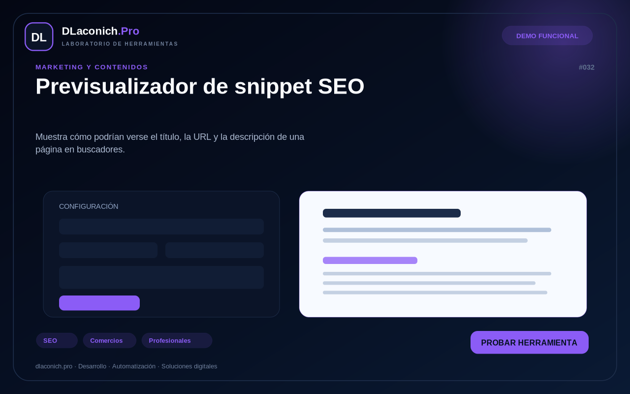 Mockup de Previsualizador de snippet SEO