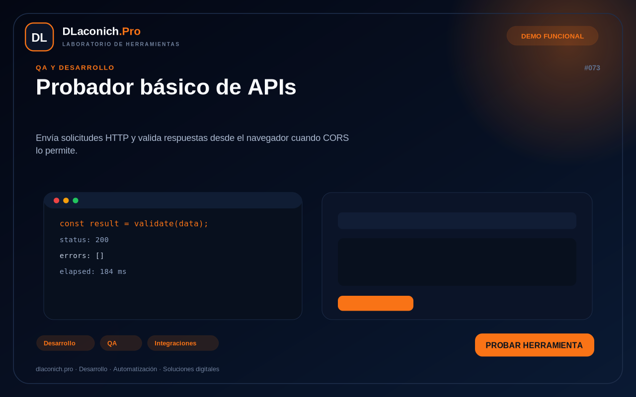 Mockup de Probador básico de APIs