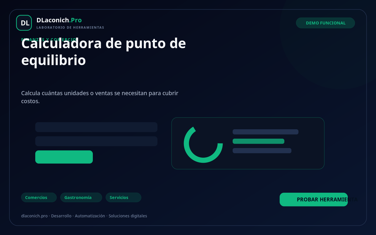 Mockup de Calculadora de punto de equilibrio